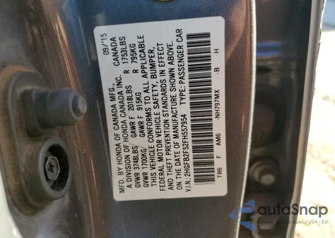 2015 Honda Civic Lx from USA, damaged, VIN 2HGFB2F52FH557954